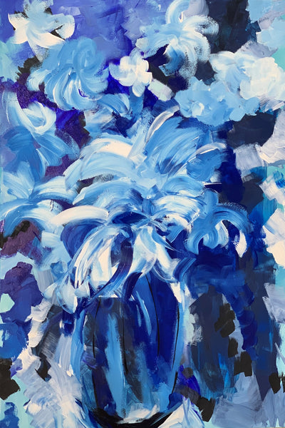 Abstracted Blue Flowers in  Vase