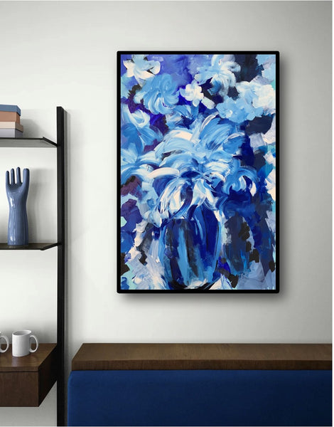 Abstracted Blue Flowers in  Vase